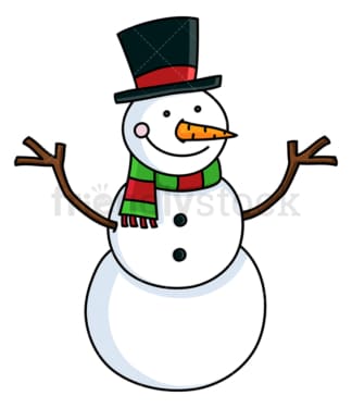 Snowman with hat and christmassy scarf. PNG - JPG and vector EPS file formats (infinitely scalable). Image isolated on transparent background.