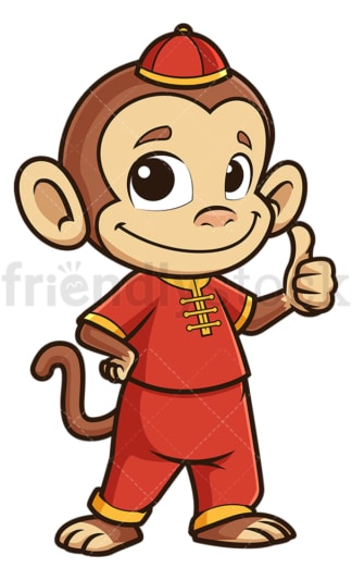 Chinese new year monkey thumbs up. PNG - JPG and vector EPS (infinitely scalable).