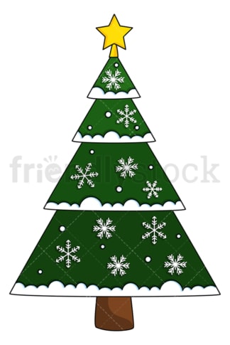 Christmas tree decorated with snowflakes. PNG - JPG and vector EPS (infinitely scalable).