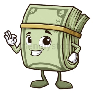Money mascot a-ok gesture. PNG - JPG and vector EPS (infinitely scalable).