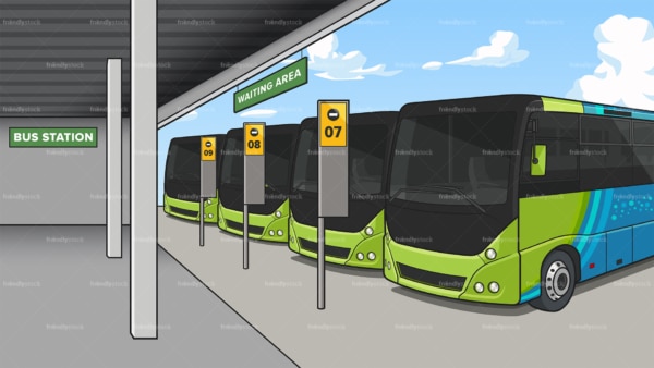 Bus station background in 16:9 aspect ratio. PNG - JPG and vector EPS file formats (infinitely scalable).