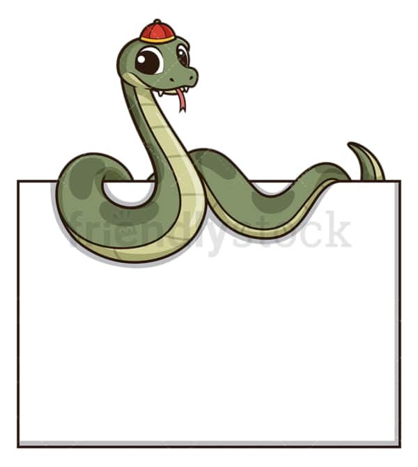 Chinese new year snake holding blank sign. PNG - JPG and vector EPS (infinitely scalable).