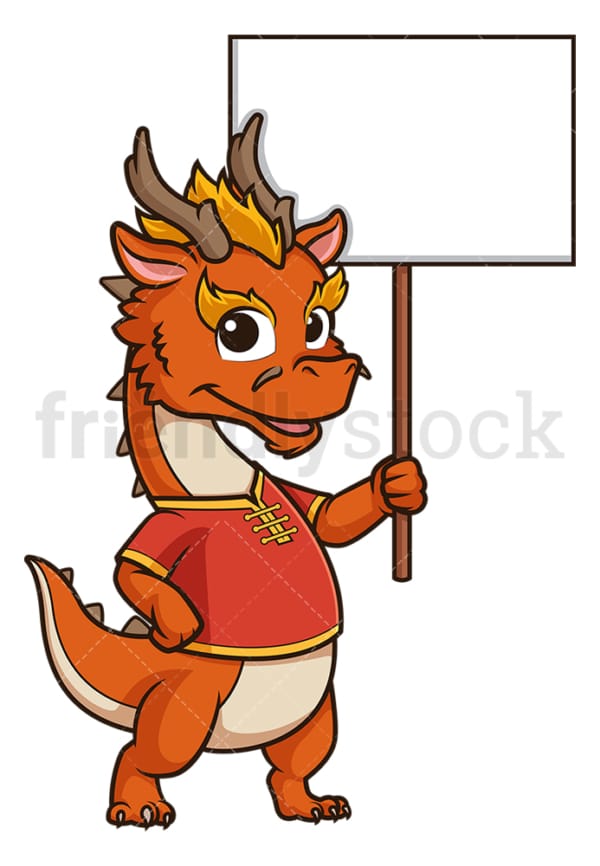 Chinese new year dragon with empty sign. PNG - JPG and vector EPS (infinitely scalable).