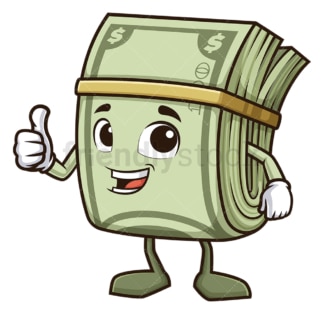 Money mascot thumbs up. PNG - JPG and vector EPS (infinitely scalable).
