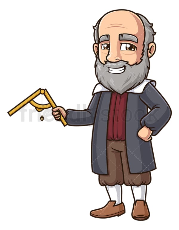 Galileo galilei holding the sector. PNG - JPG and vector EPS (infinitely scalable).