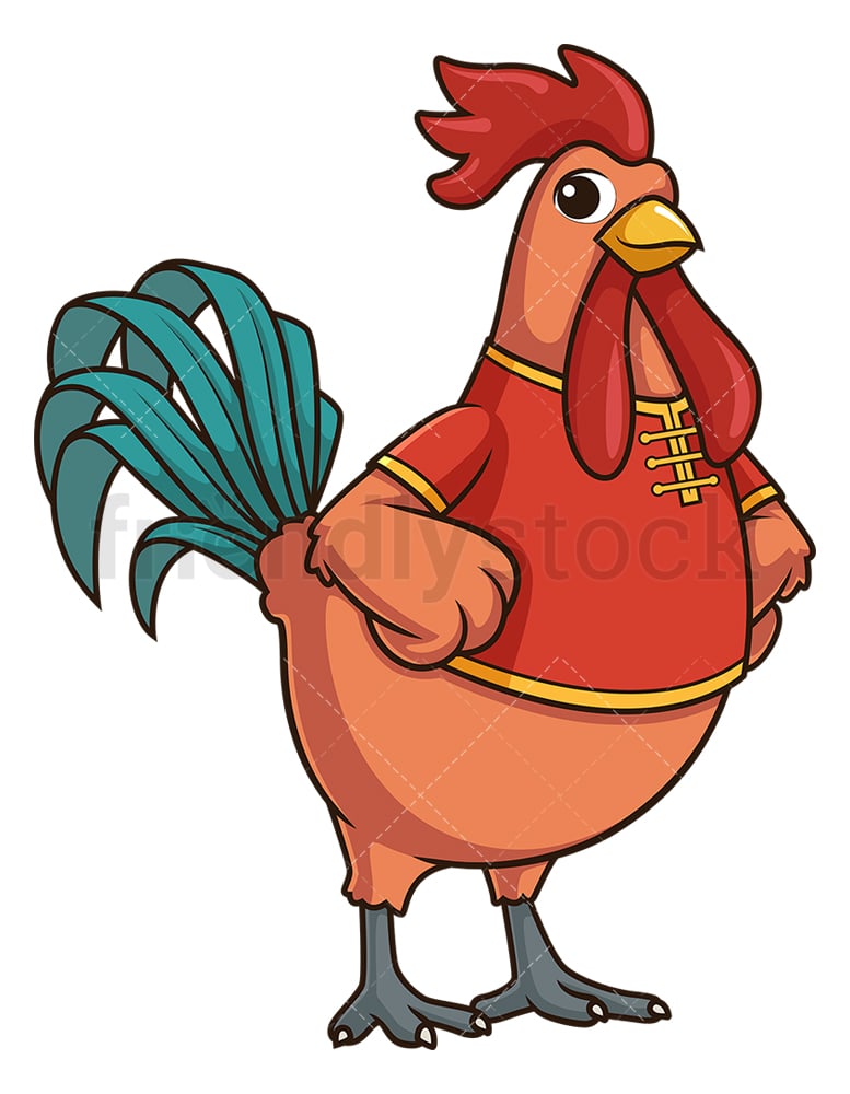 Cute Chinese New Year Rooster Cartoon Clipart Vector Friendlystock