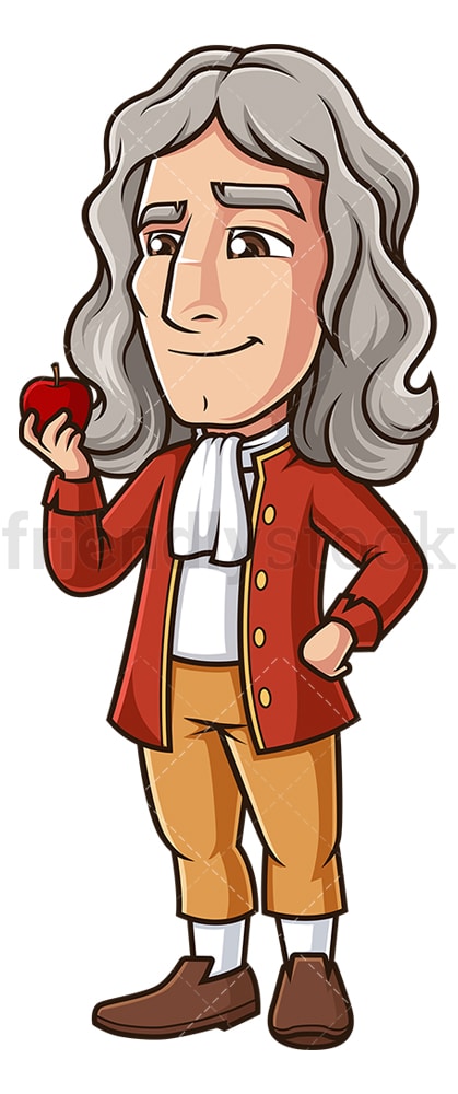 Isaac Newton in possesso di una mela cartone animato clipart vettoriale