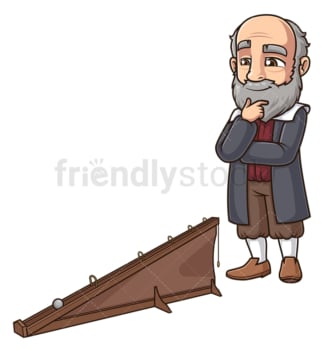 Galileo galilei and his inclined plane. PNG - JPG and vector EPS (infinitely scalable).