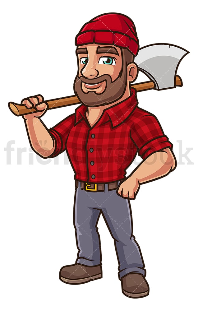 Cartoon Lumberjack With Axe Clipart Vector - FriendlyStock