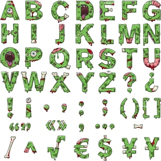 Zombie alphabet letters clipart. PNG - JPG and vector EPS file formats (infinitely scalable).