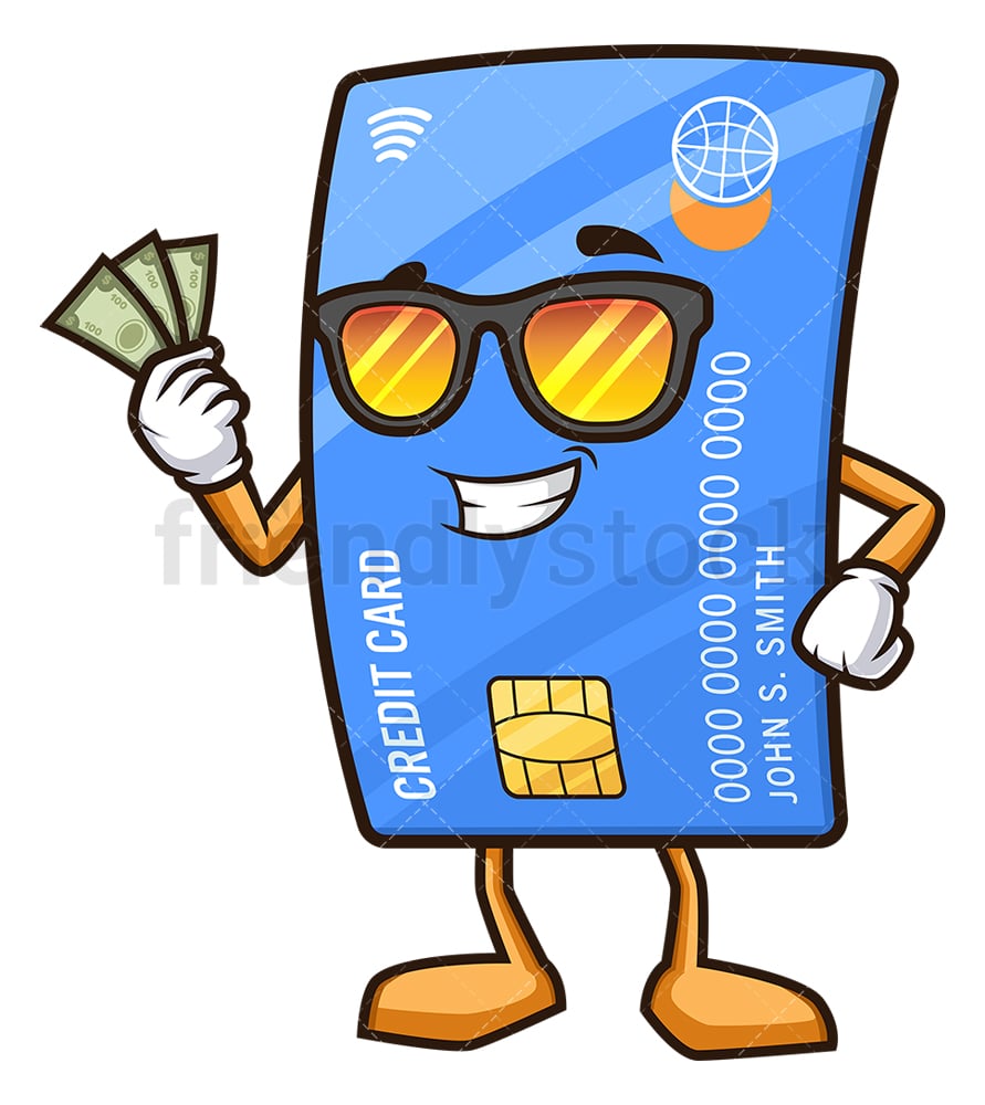 Credit Card Holding Cash Cartoon Clipart Vector - FriendlyStock