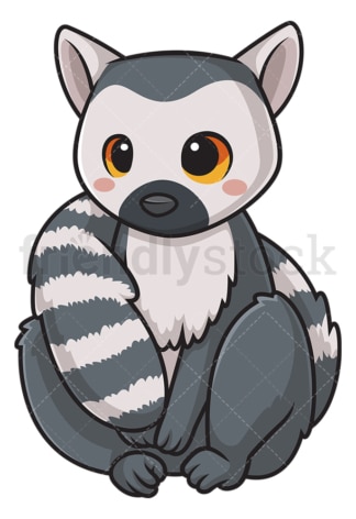 Kawaii lemur. PNG - JPG and vector EPS (infinitely scalable).