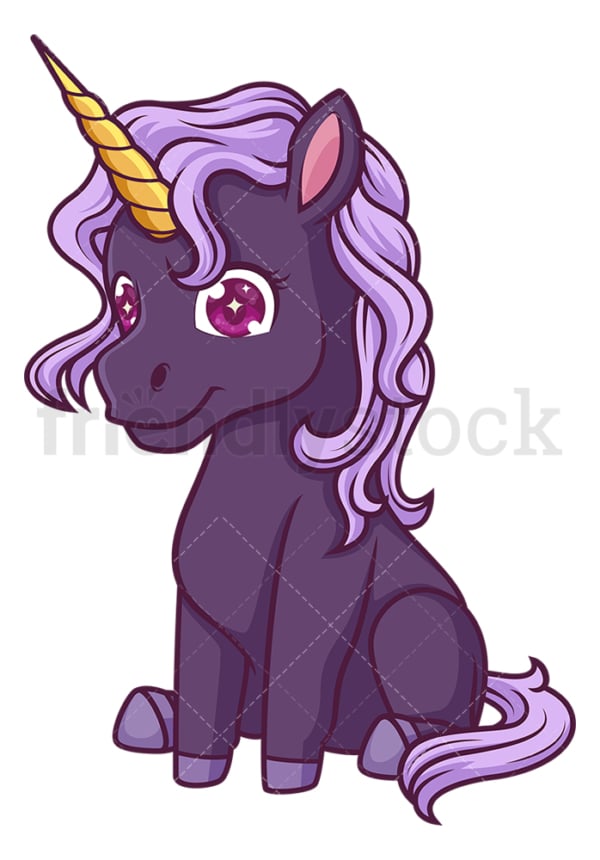 Purple Unicorn Cartoon Clipart Vector FriendlyStock