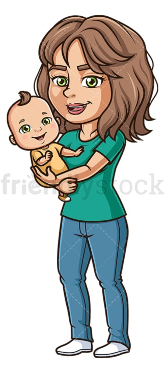 Woman holding baby. PNG - JPG and vector EPS file formats (infinitely scalable). Image isolated on transparent background.