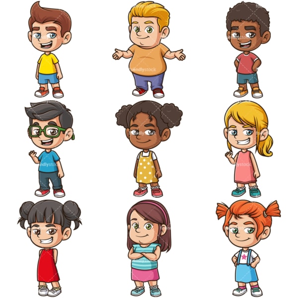 Happy children clipart bundle. PNG - JPG and infinitely scalable vector EPS - on white or transparent background.