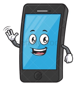 Friendly mobile phone waving. PNG - JPG and vector EPS (infinitely scalable).