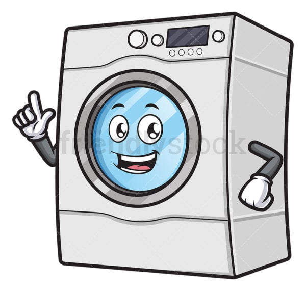 Happy washer pointing up. PNG - JPG and vector EPS (infinitely scalable).