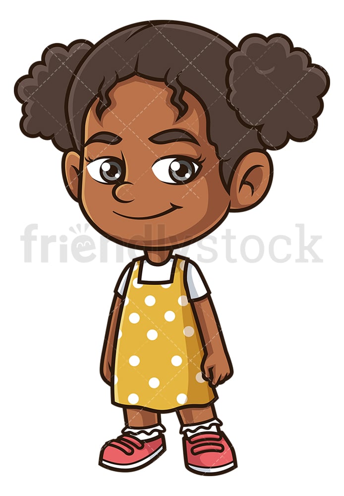 Happy Black Girl Cartoon Clipart Vector - FriendlyStock