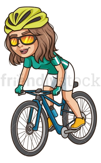 Hispanic woman riding bike. PNG - JPG and vector EPS (infinitely scalable).