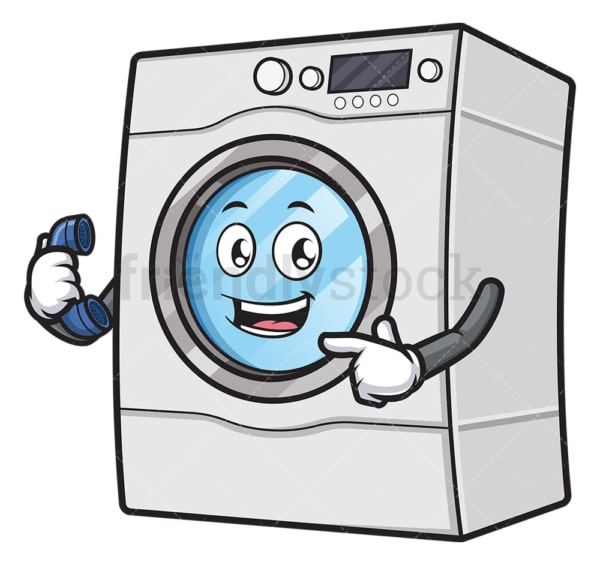Washing machine holding telephone. PNG - JPG and vector EPS (infinitely scalable).
