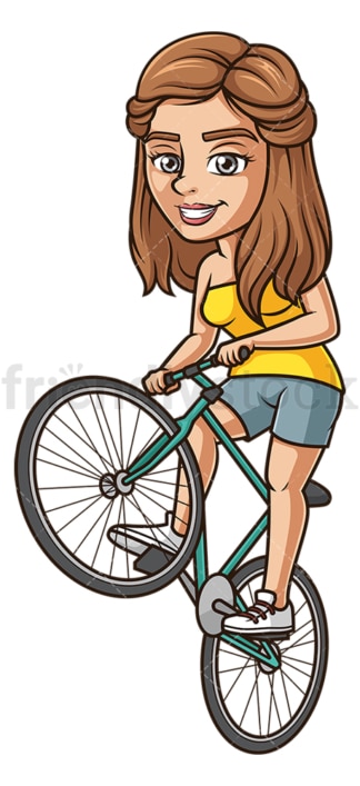Woman wheeling a bike. PNG - JPG and vector EPS (infinitely scalable).