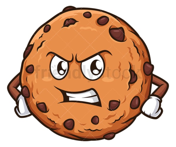 Angry chocolate chip cookie. PNG - JPG and vector EPS (infinitely scalable).