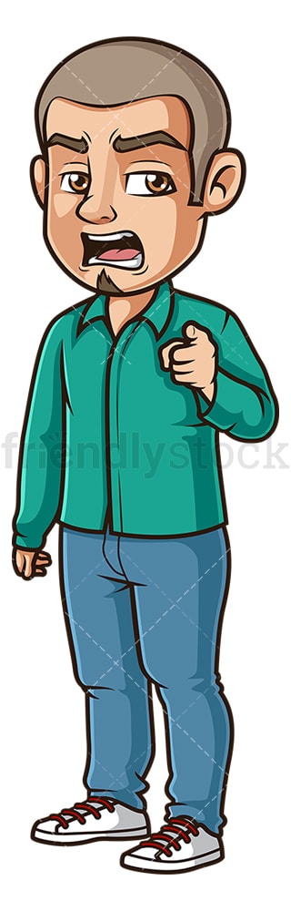 Angry guy pointing. PNG - JPG and vector EPS (infinitely scalable).