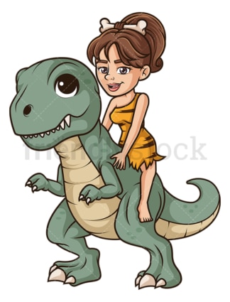 Cavewoman riding t-rex dinosaur. PNG - JPG and vector EPS (infinitely scalable).