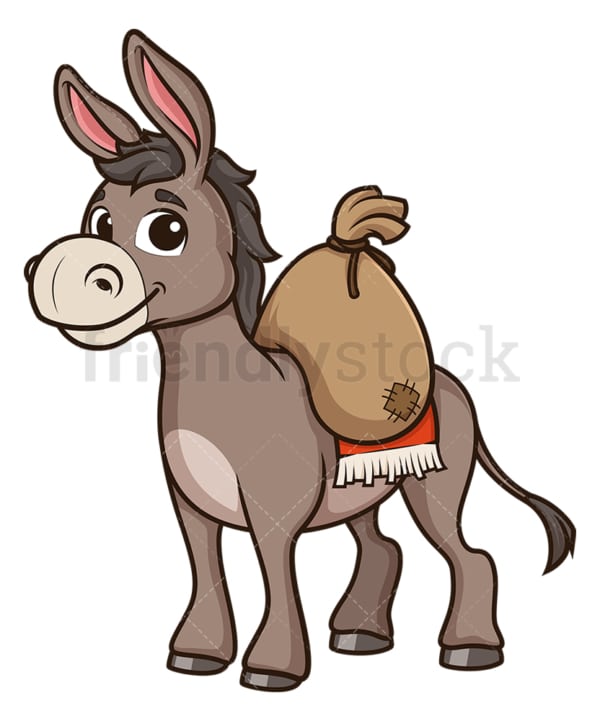 Donkey carrying load. PNG - JPG and vector EPS (infinitely scalable).