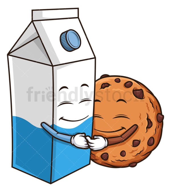 Chocolate chip cookie with milk. PNG - JPG and vector EPS (infinitely scalable).