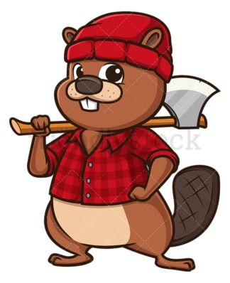 Lumberjack beaver. PNG - JPG and vector EPS file formats (infinitely scalable). Image isolated on transparent background.