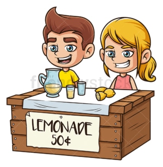 Kids selling lemonade. PNG - JPG and vector EPS file formats (infinitely scalable). Image isolated on transparent background.