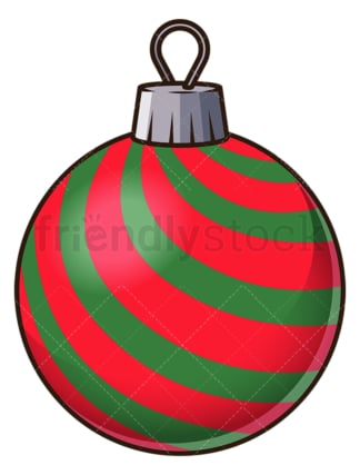 Red green striped christmas ball. PNG - JPG and vector EPS file formats (infinitely scalable). Image isolated on transparent background.