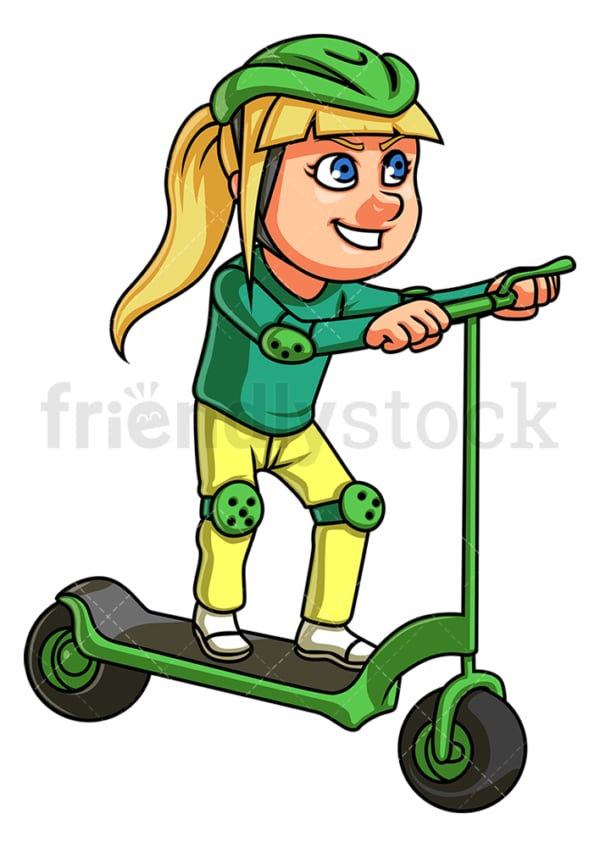 Girl Riding Electric Scooter Cartoon Clipart Vector FriendlyStock