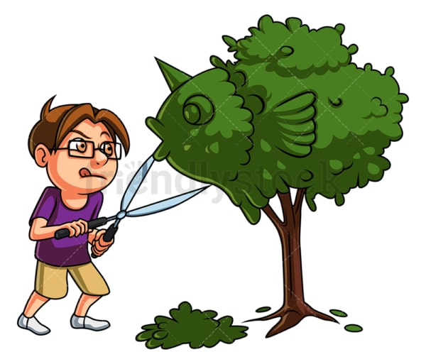 Little boy gardening. PNG - JPG and vector EPS (infinitely scalable).