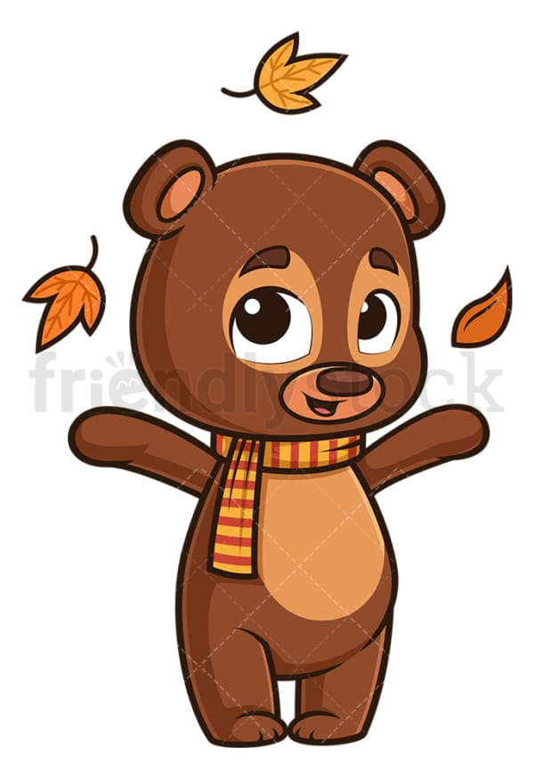 Cute bear autumn leaves. PNG - JPG and vector EPS (infinitely scalable).
