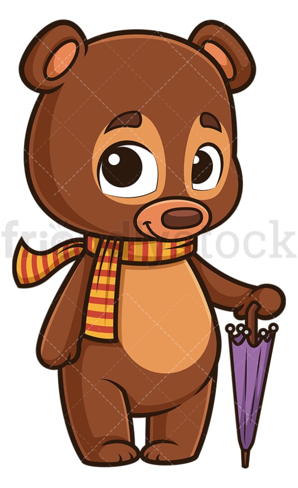Autumn bear with umbrella. PNG - JPG and vector EPS (infinitely scalable).