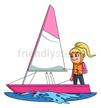 Little girl sailing. PNG - JPG and vector EPS (infinitely scalable).