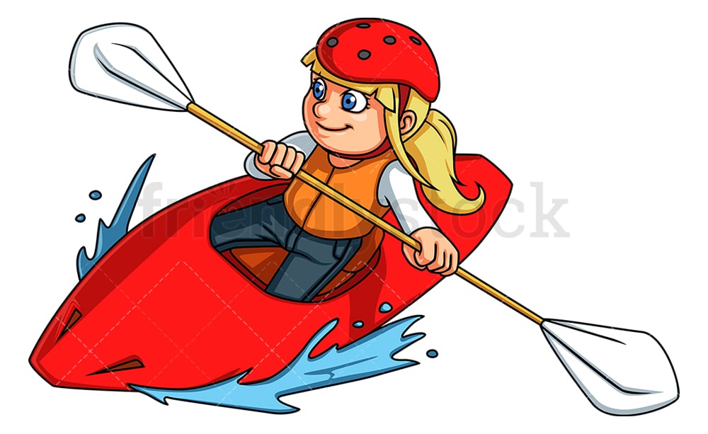 Little Girl Rafting Cartoon Clipart Vector - FriendlyStock