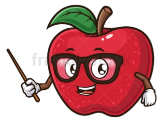 Cartoon apple teaching. PNG - JPG and vector EPS (infinitely scalable).