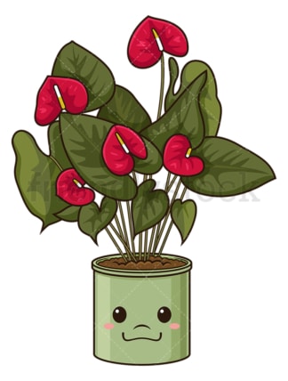 Kawaii anthurium. PNG - JPG and vector EPS (infinitely scalable).