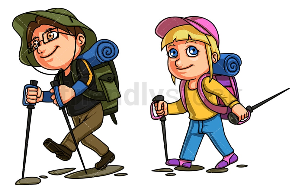 Kids Going Hiking Cartoon Vector Clipart - FriendlyStock