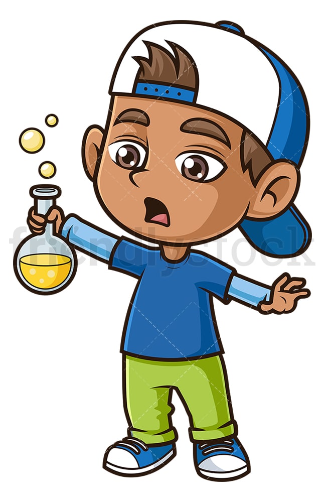 Hispanic Science Boy Cartoon Clipart Vector - FriendlyStock