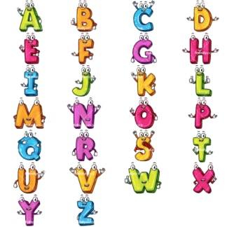 Cute cartoon letters. PNG - JPG and vector EPS file formats (infinitely scalable). Image isolated on transparent background.