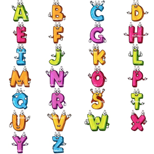Cute cartoon letters. PNG - JPG and vector EPS file formats (infinitely scalable). Image isolated on transparent background.
