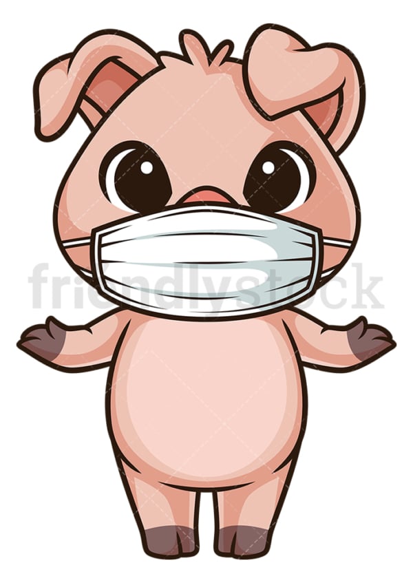 Pig with face mask. PNG - JPG and vector EPS (infinitely scalable).