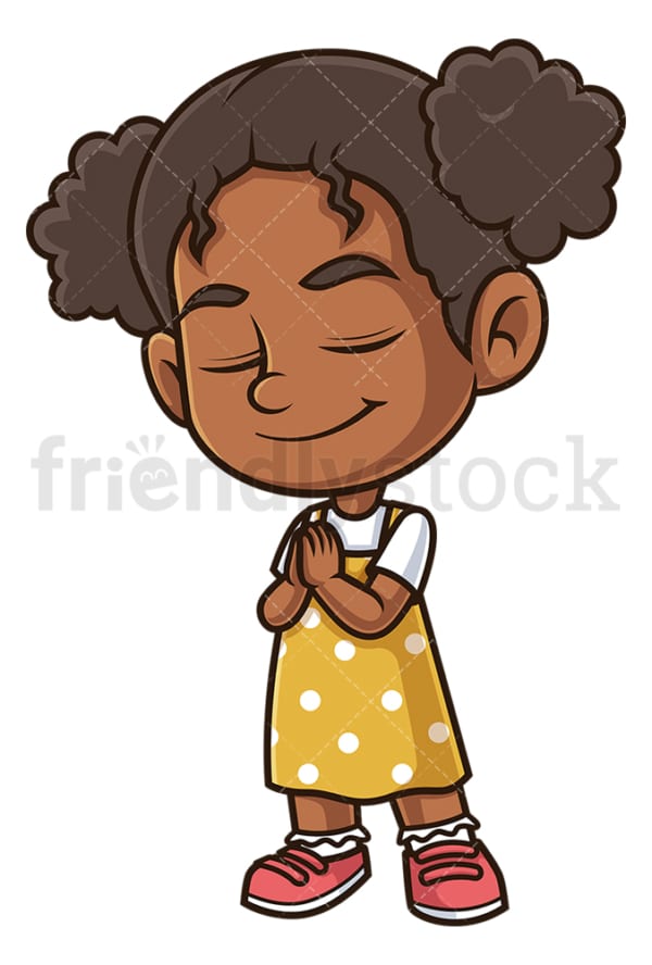 Black girl praying. PNG - JPG and vector EPS (infinitely scalable).
