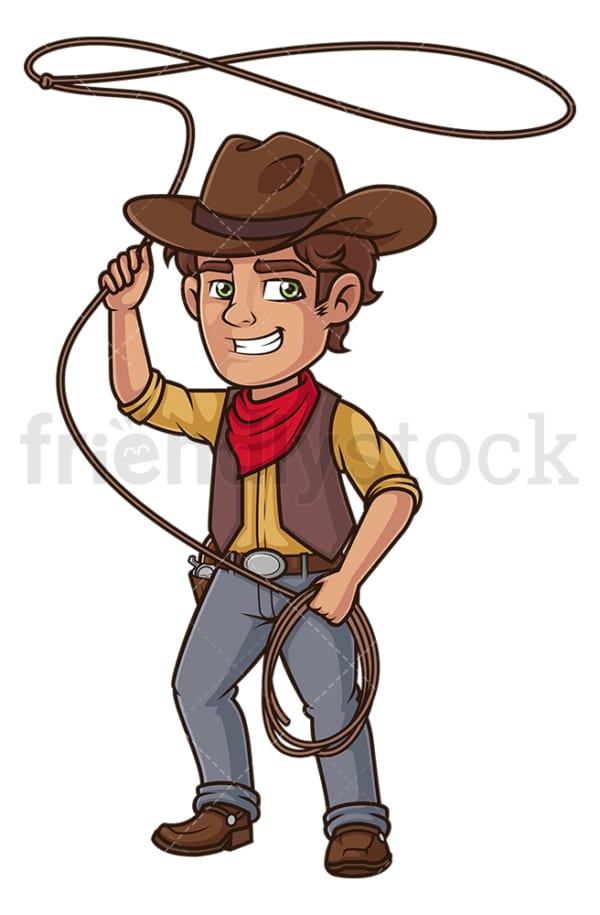 Cowboy throwing lasso rope. PNG - JPG and vector EPS (infinitely scalable).