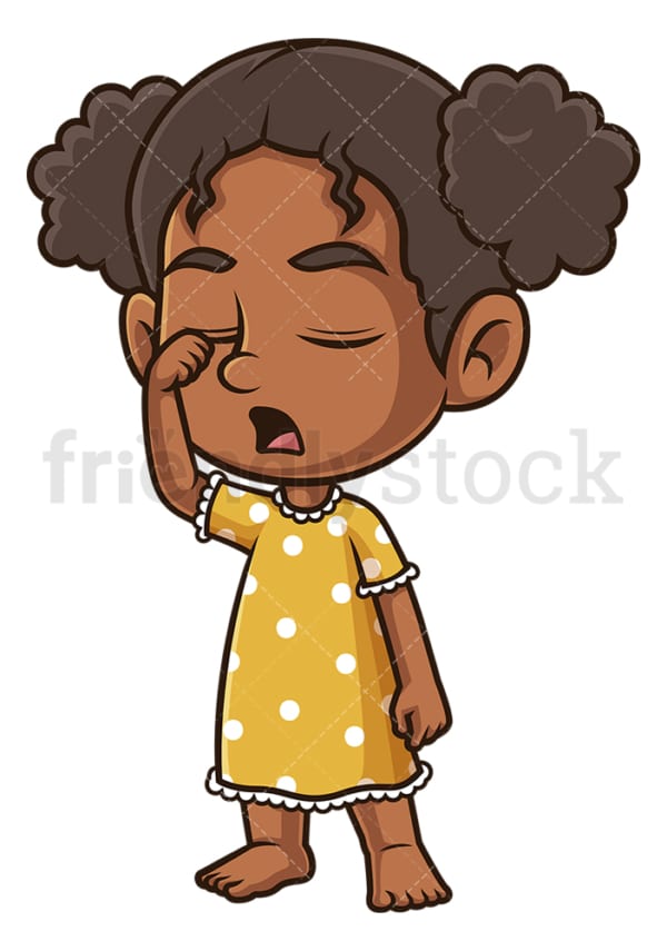 Sleepy Black Girl In PJs Cartoon Clipart Vector FriendlyStock