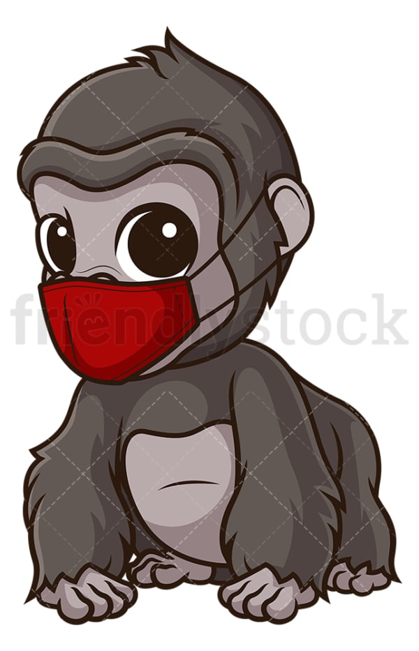 Gorilla with face mask. PNG - JPG and vector EPS (infinitely scalable).